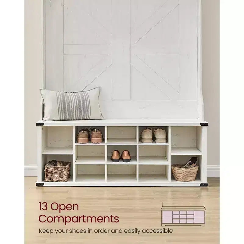 Meuble d'entrée avec banc et rangement à chaussures, Portemanteau avec banc à chaussures, Meuble d'entrée