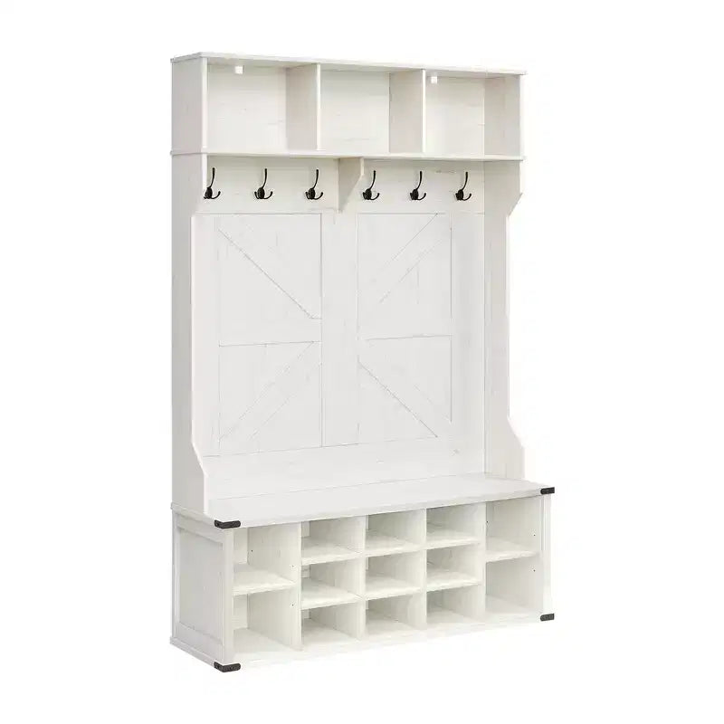 Meuble d'entrée avec banc et rangement à chaussures, Portemanteau avec banc à chaussures, Meuble d'entrée