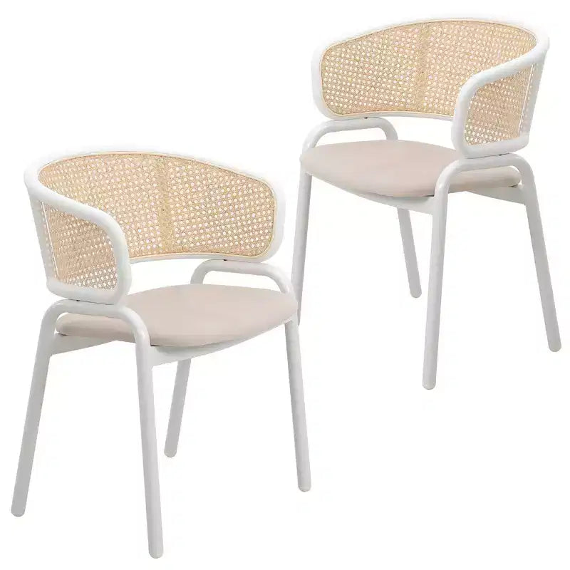 LeisureMod Ervilla Modern Dining Chair Set of 2 with White Frame, Comfortable Durable Design for Kitchen, Dining Room, Office, Lounge, Cafe, or Study