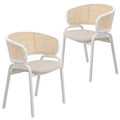 LeisureMod Ervilla Modern Dining Chair Set of 2 with White Frame, Comfortable Durable Design for Kitchen, Dining Room, Office, Lounge, Cafe, or Study
